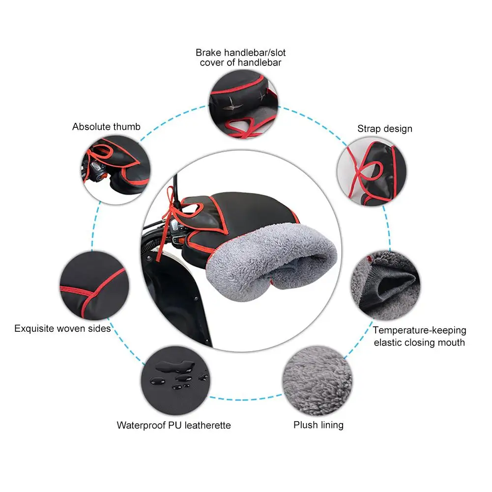 Водонепроницаемые удерживающие тепло мотоциклетные рулевые Перчатки, варежки для мужчин и женщин, ветрозащитные зимние теплые мотоциклетные перчатки с ручкой