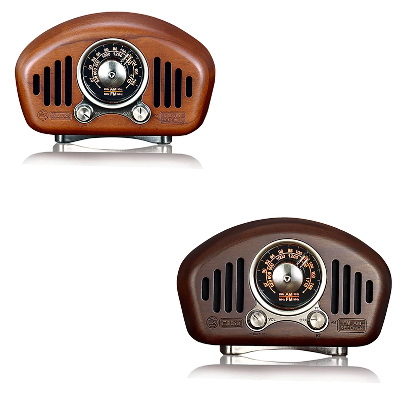Винтажный Ретро деревянный FM SD MP3 Bluetooth транзистор перезаряжаемое радио с