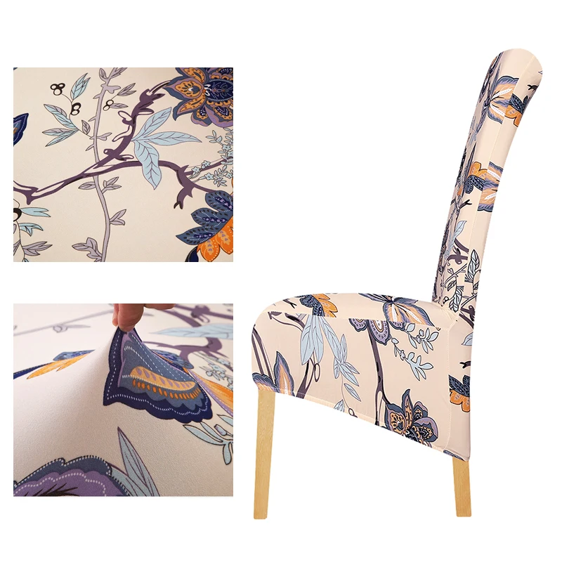 

XL Size Big Size print flower long back King Back Chair Cover Spandex Fabric Chair Covers for Hotel Party Banquet seat dining