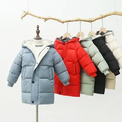 Inverno algodão acolchoado single breasted quente criança casaco longo menina menino jaqueta de neve crianças roupas outerwear 3 10 anos de idade