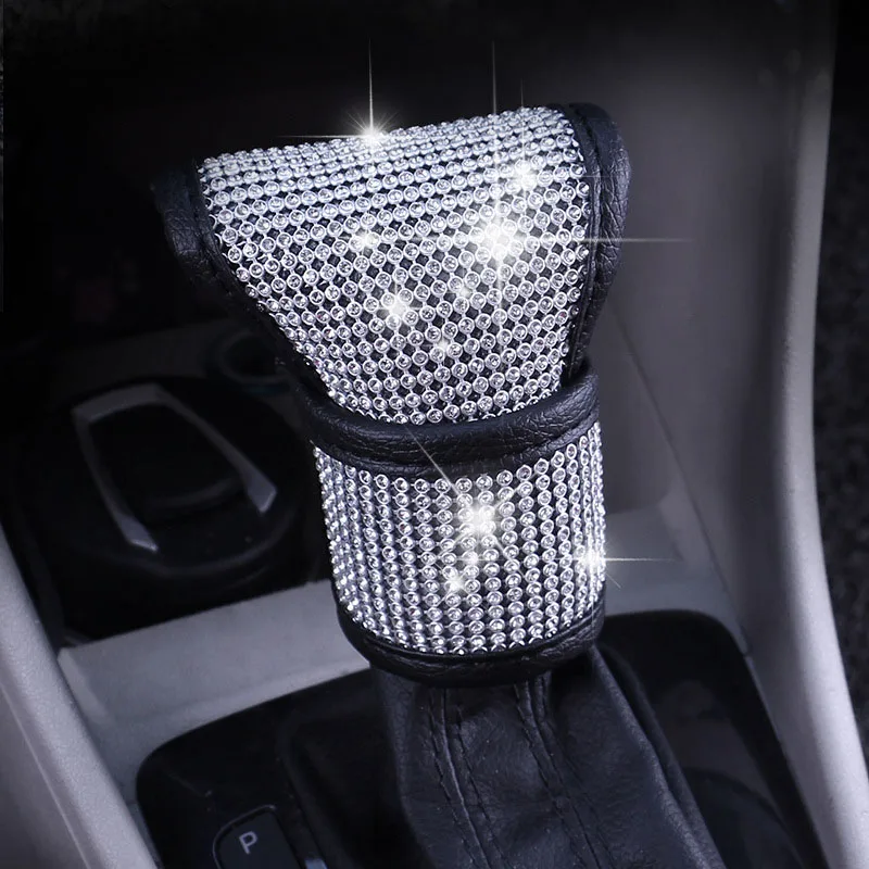 1PC Crystal Car Gear Shift Collar Cover Hand Brake Cover Car Seat Safety Belt Bling Rhinestones Auto Interior Accessories hand brake cover car interior accessories gear head cover