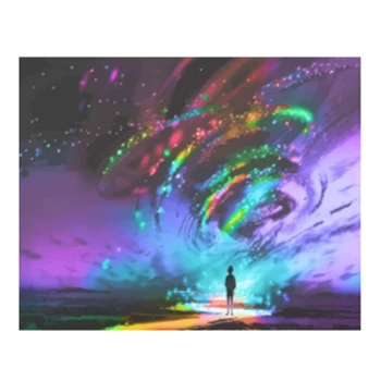 

5D DIY Diamond Painting Abstract Light Landscape Diamond Embroidery Cross Stitch Round Rhinestone Unfinished Home Decoration Gif