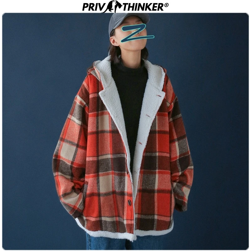 Privathinker, Женская овечья шерсть, винтажная,, зимняя, толстая, теплая парка, пальто, мужская куртка, Мужская, Корейская, с карманами, верхняя одежда, парки с капюшоном