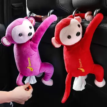 

HiMISS Multifunctional Car Tissue Box Cute Cartoon Paper Napkin Box Monkey Hanging Ornament