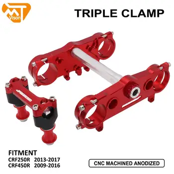 

CNC Red Motorcycle Triple Tree Clamps Steering Stem Handlebar Riser Mount Clamp For Honda CRF250R 2013-2017 CRF450R 2009-2016