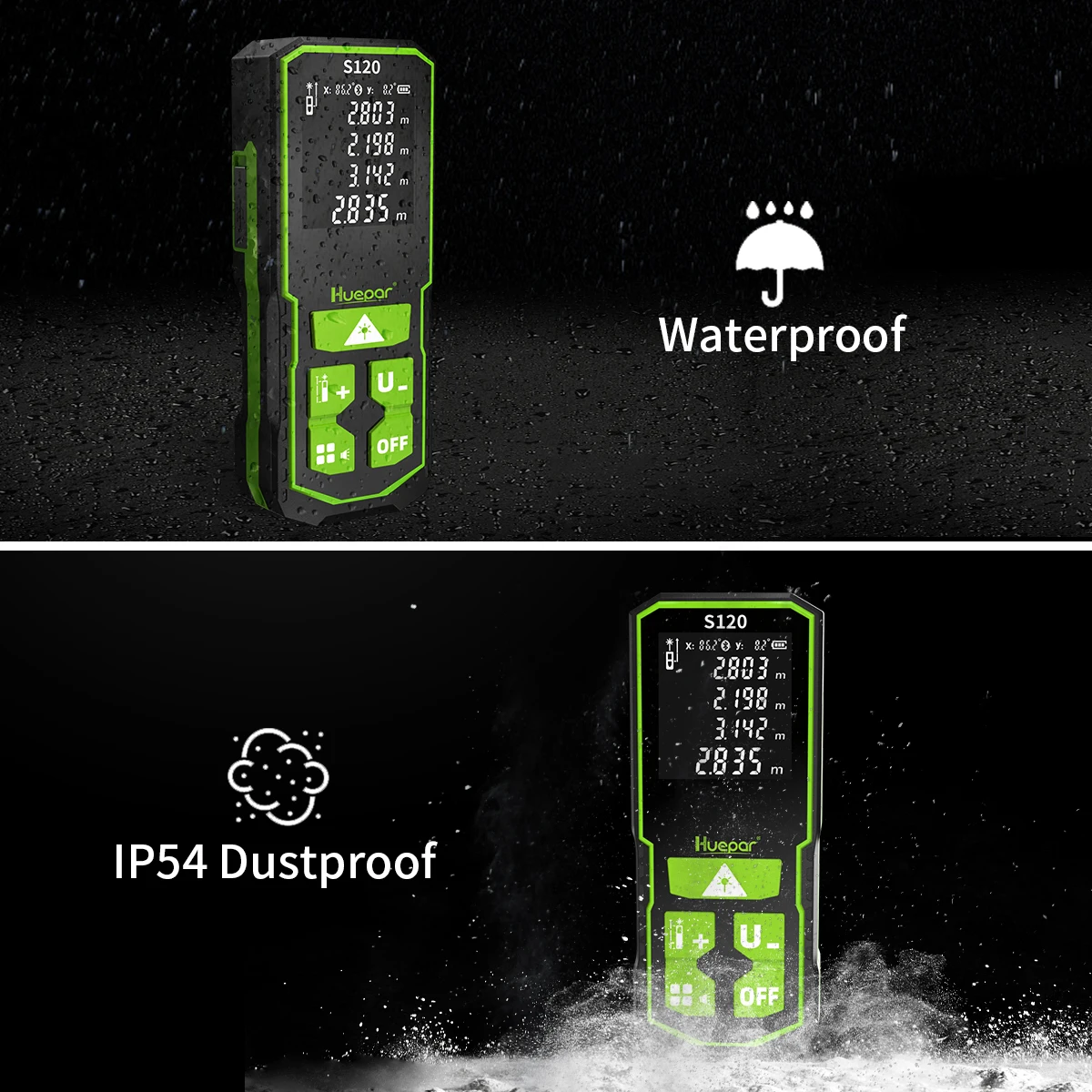 Huepar Medidor de distancia láser, 120M, ruleta electrónica, telémetro láser  Digital LCD, Trena Metro, cinta métrica, regla, herramientas de  prueba|Telémetros láser| - AliExpress