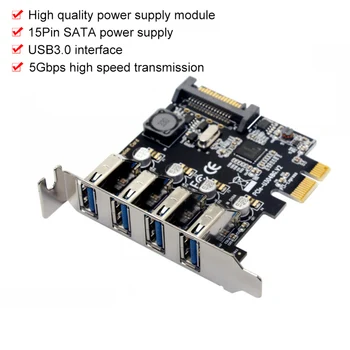 

5Gbps Universal Computer Case 4 Ports PCI-E to USB 3.0 Expansion Adapter Card HOT