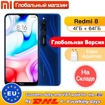 

Global Version Smartphone Xiaomi Redmi 8 4 GB 64 GB Octa-core Snapdragon 439 processor 12 MP dual camera mobile phone 5000 mAh