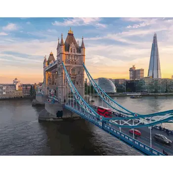 

RUOPOTY Picture By Numbers London Tower Bridge Landscape Paint Canvas Picture Oil Painting By Numbers Handpainted Home Decor art