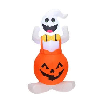 

4 FT Tall LED Lighted Halloween Inflatable Pumpkin And Ghost Party Decoration For Outdoor Indoor Home Garden Yard vc