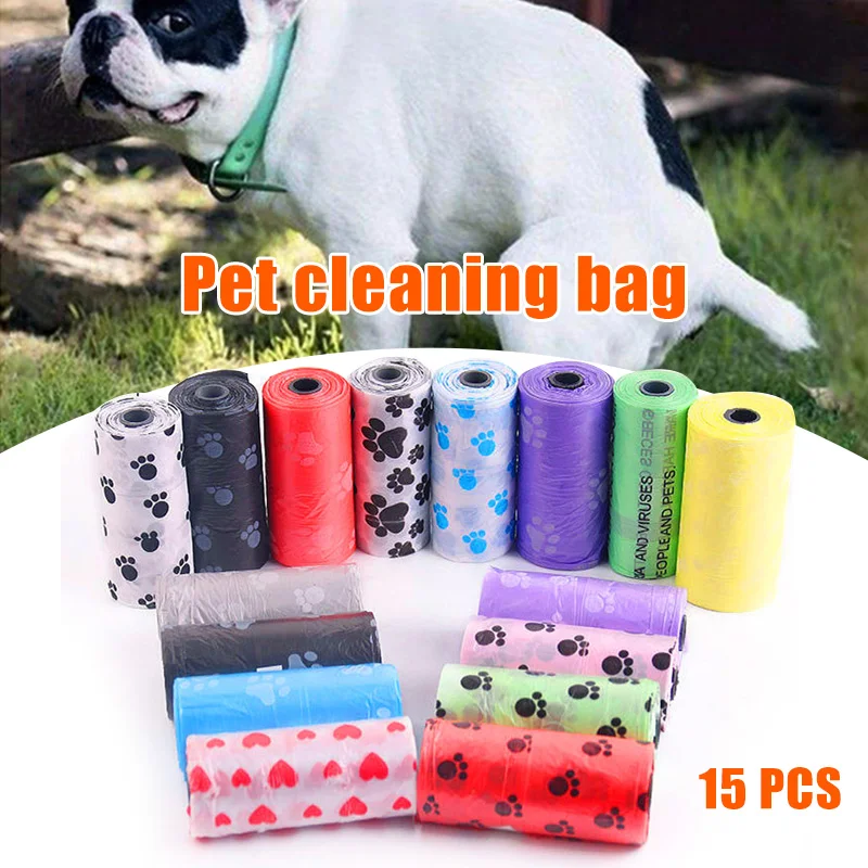 Bolsa de basura para mascotas con estampado de huella de pata 15 uds/bolsa de basura para mascotas con rodillo 6x2,5 cm con fuerte carga al mejor precio