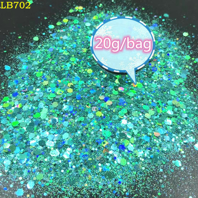 Laser Hexagon Holographic Chunky Glitter Nail Tips Glitter Powder Mermaid  Flakes Sparkly Glitter Resin Crystal mud