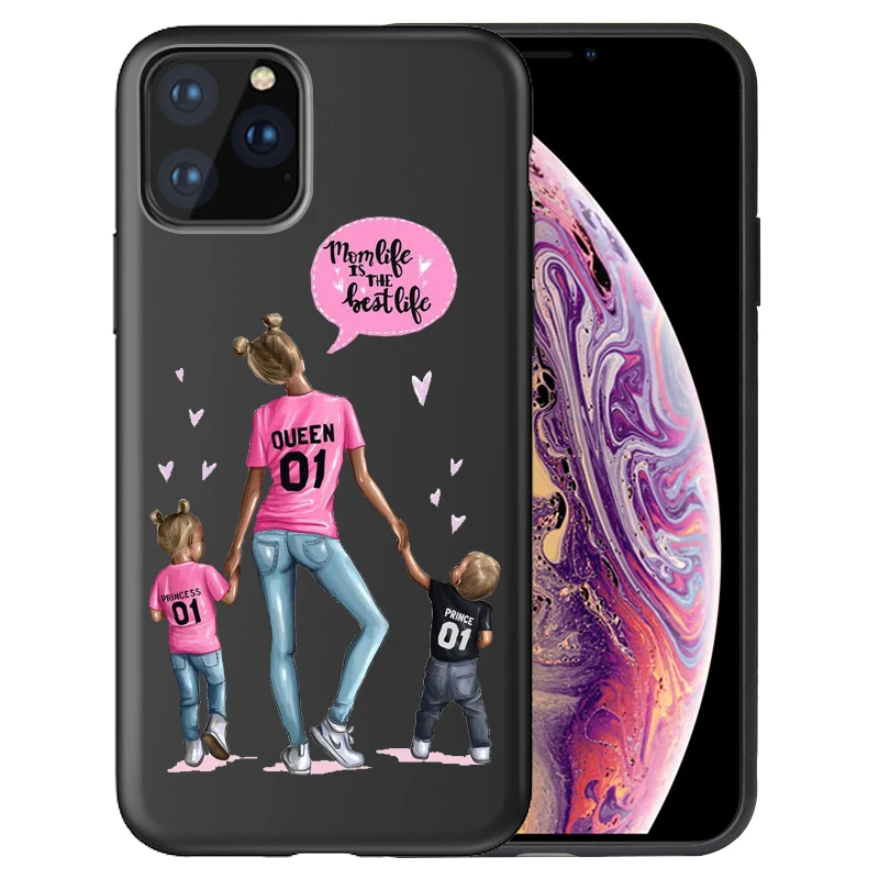 Fashion Super Mom Baby Girl Phone Case For iphone 11 11Pro Max Family Case for Capa iPhone 11 Case Etui - Цвет: 05