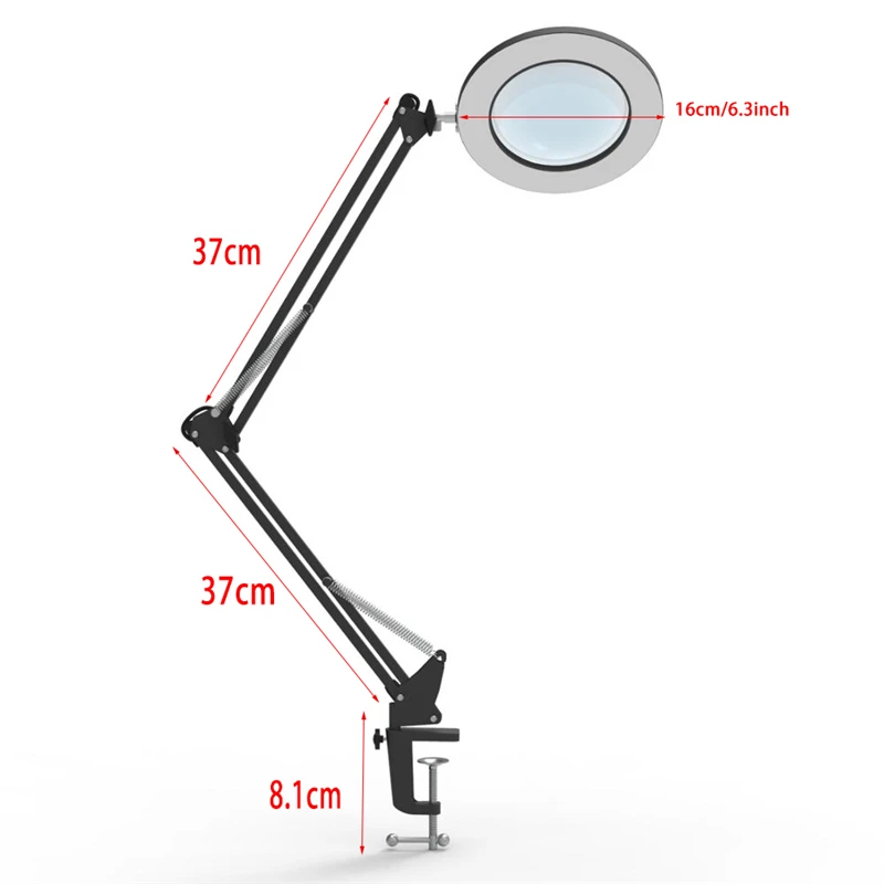  LED Desk Lamp with Clip 5Xlens Magnifying Glass Light Clamp Swing Arm Table Lamps USB Night Lights  - 4000195537060