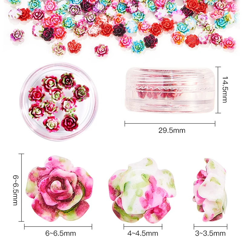 1 коробка цветные маленькие полимерные цветы украшения для ногтей розовые