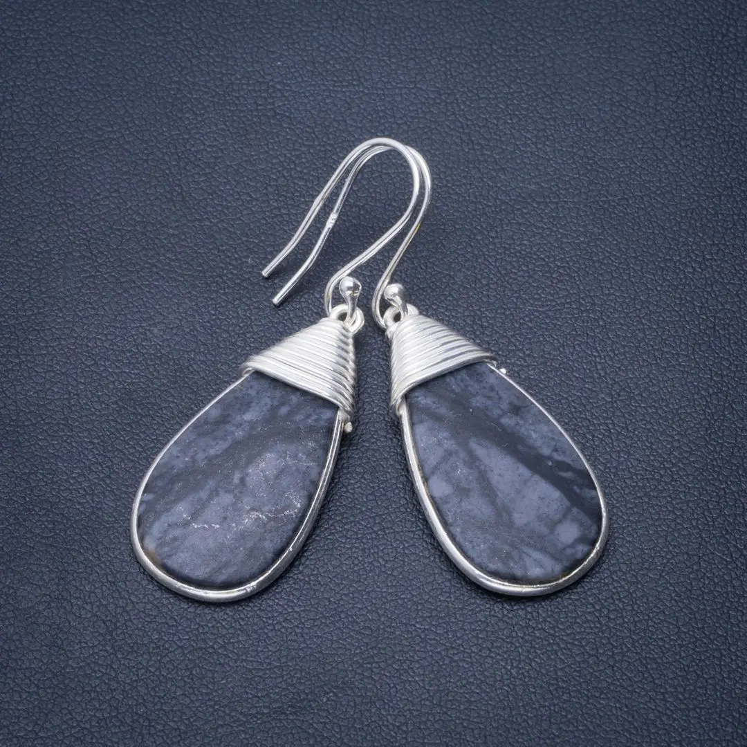 

Natural Picasso Jasper Handmade Unique 925 Sterling Silver Earrings 2" B2140