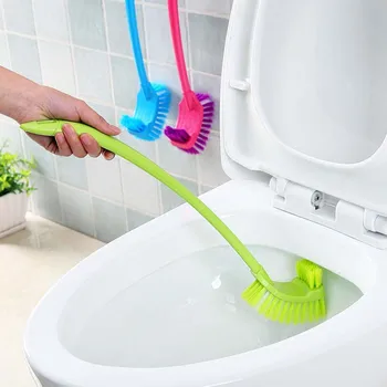 

Portable Double Sided Toilet Brush Plastic Long Handle Bathroom Scrub Cleaning Brush JAN88