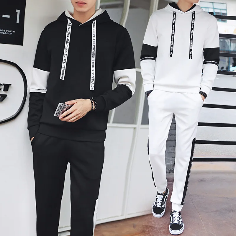 

Autumn Hooded Leisure Suit Men Long-sleeved Sweater Two-Piece Autumn Men'S Wear Teenager Fashion Dj831tp65