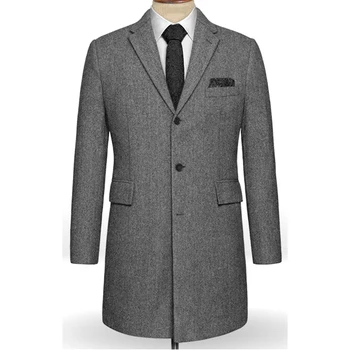 

Warm Tweed Long Coat Herringbone Patterned Custom Made 2020 Tweed Medium Long Jacket Mid-Length Coats Mid Length Winter Coat