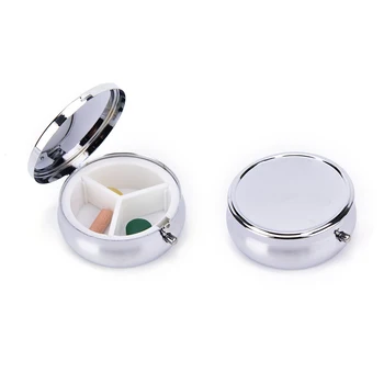

1 Pc Container Medicine Case Metal Round Silver Tablet Pill Boxes Holder Advantageous