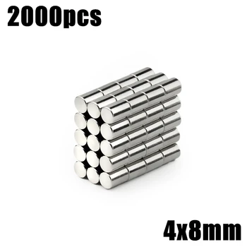 

2000pcs 4x8mm Super Powerful Strong Bulk Small Round NdFeB Neodymium Disc Magnets Dia 4mm x 8mm N35 Rare Earth NdFeB Magnet