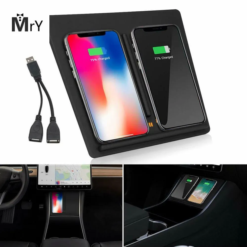 

DJSona Car Wireless Phone Charging Dock Center Console Charger for Tesla Model 3 Hot Sale