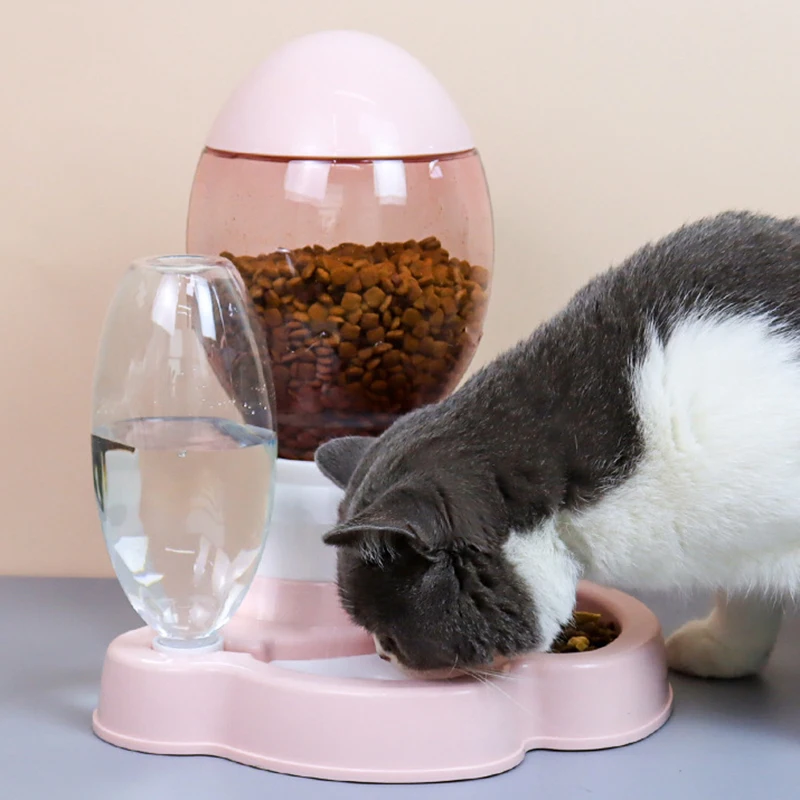 2.2L Pet Dog Cat Automatic Feeder Bowl for Dogs Drinking Water 600ml Bottle Kitten Bowls Slow Food Feeding Container Supplies