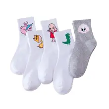 5 пар, женские хлопковые носки Harajuku с мультяшными животными, унисекс, хипстерские спортивные Чулочные изделия