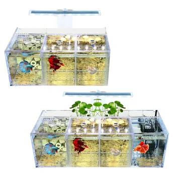 

NEW-Aquarium LED Acrylic Betta Fish Tank Set Mini Desktop Light Water Pump Filters