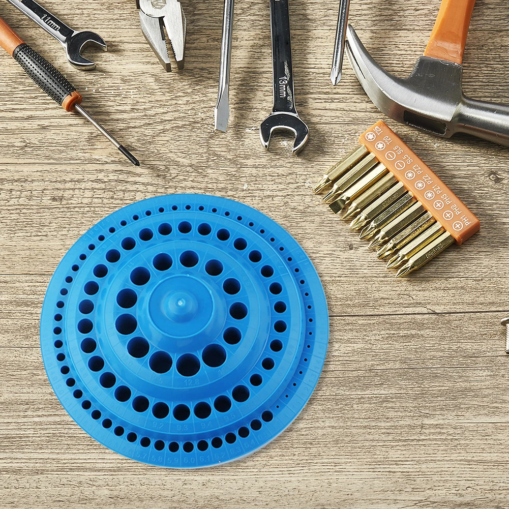 Round Shape Plastic Drill Bit Storage Case Drill Bits Empty Storage Box Stand Blue Hole Bore Organizer Manicure Accessories tool storage box parts storage box plastic tool box storage organizer box