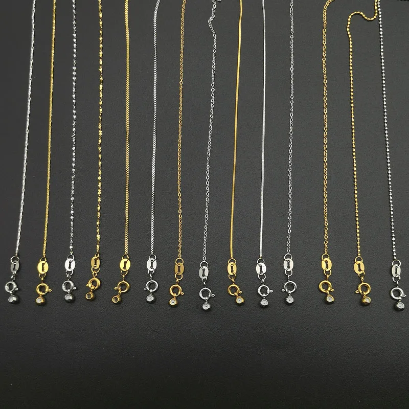 

2 PCS Adjustable K-Pop Stainless Steel Chain Women Necklace With Lobster Clasp Link Chains Handmade for Jewelry Making 1mm*45cm