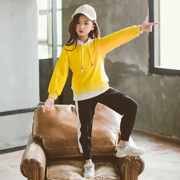 

2020 New Girls Clothes Autumn Teen Girls Clothing Long Sleeve Sweatshirt 2Piece Sets Girls Fall Outfits Spring Clothes for Kids
