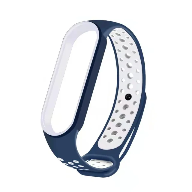 For Mi Band 6 5 4 strap sport Silicone watch wrist Bracelet miband 6 5 accessories bracelet smart strap for Xiaomi mi band 3 4 5 Midnightblue white 2