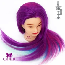 

24" 100% Synthetic Fiber Colorful Hair Mannequin Head for Hairdressers Practicing Braiding Training Head Dummy Doll Head