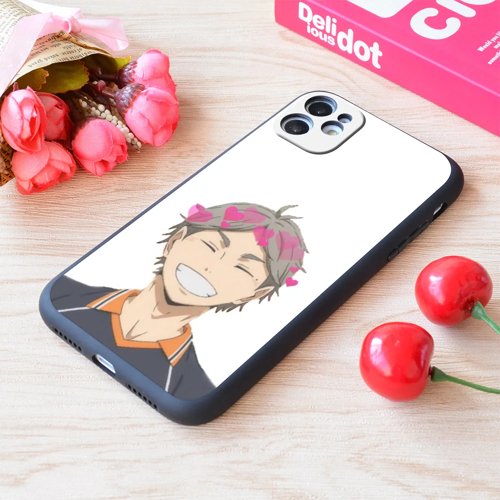 Мягкий матовый чехол для iPhone с принтом наклеек Haikyuu kobshi Sugawara Apple | Мобильные