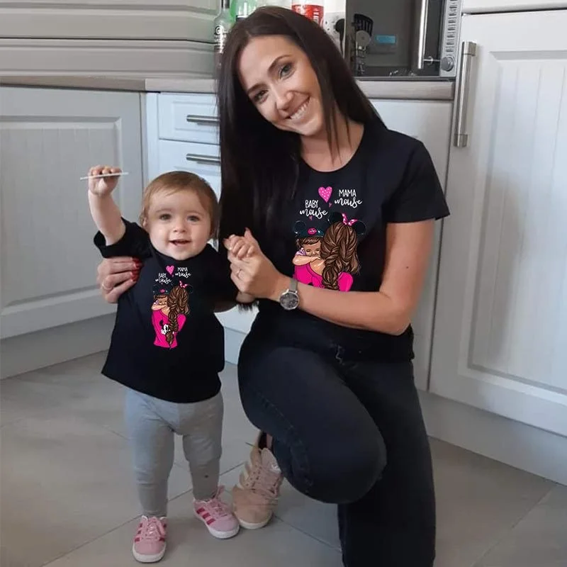 

New Mother Day Gifts Fashion Mom Daughter T-shirts Family Matching Outfits Mommy and Me Clothes Mom Baby Woman Girls Cotton Tops