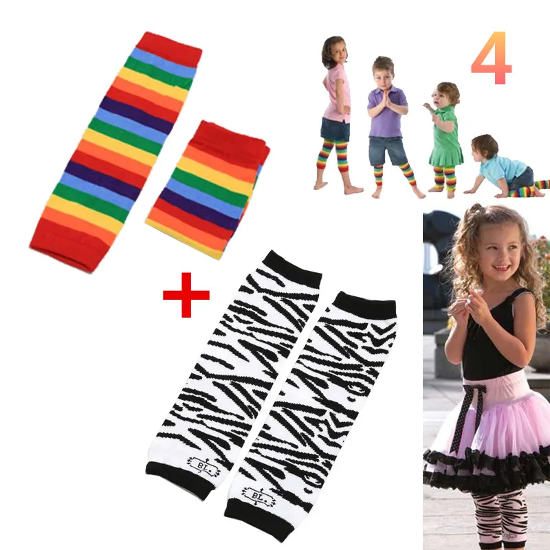 Зимний утеплитель для ног для маленьких девочек, хлопковые полосатые носки с солнечными радугами