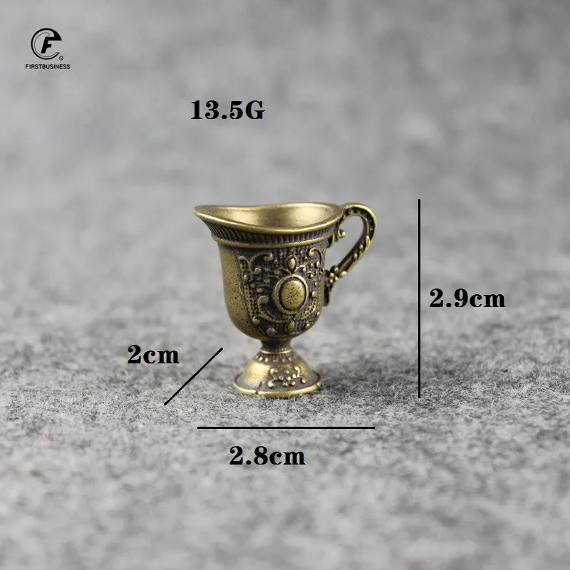Antique Brass Palace Small Wine Glass Decorations Solid Bronze Carved Court Goblet Winecup Desktop Ornaments