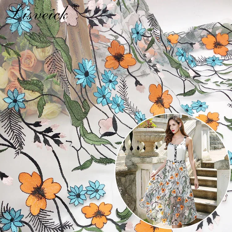 1 метр французская кружевная ткань Африканская гипюровая кружевная ткань с вышивкой цветок Тюлевая сетчатая пряжа кружевная ткань для платья юбка