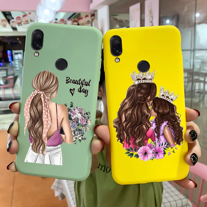 Candy Silicone Soft Cover For Xiaomi Redmi Note 6 7 Case Fashion Mother And Daughter Back Pro Bumper | Мобильные телефоны и
