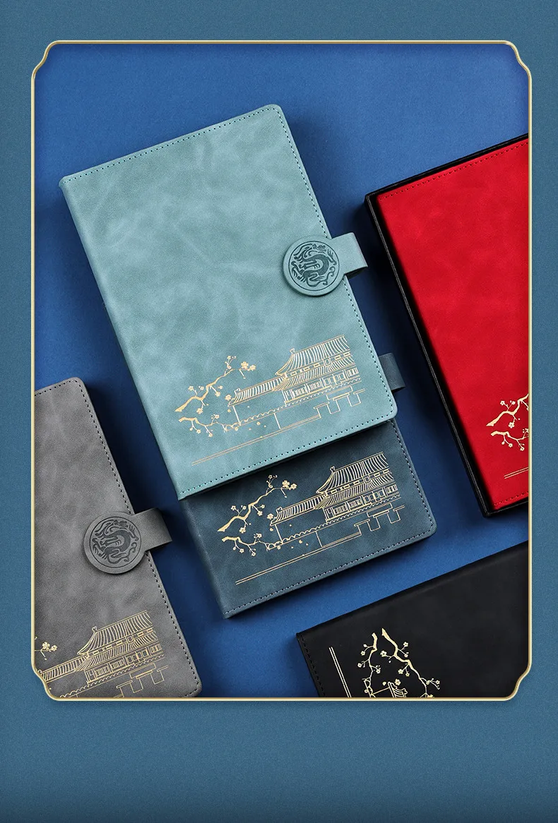 Caderno de Couro Palácio Imperial Chinês Estilo Retro Criativo a5 Caderno Presente Literário Requintado Negócio Simples Trabalho Macio 14 Material escolar e de escritório