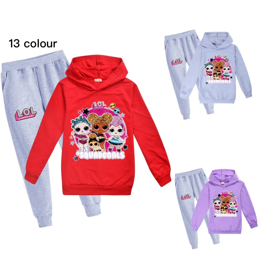 

Spring Autumn Cartoon LOL Doll Sweatshirt+Pants 2 PCS Set Baby Girls Clothing Hoodies Tracksuit Suits
