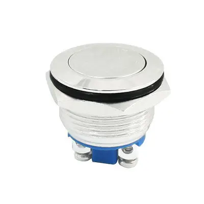 

19mm Mounting 2-Screw Terminals SPST Momentary Flat Button Switch AC250V 5A