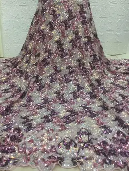 

Nigerian Sequins Lace Fabrics 2020 High Quality Lace African Net Lace Fabric Wedding French Tulle Lace Material For Women YYZ78