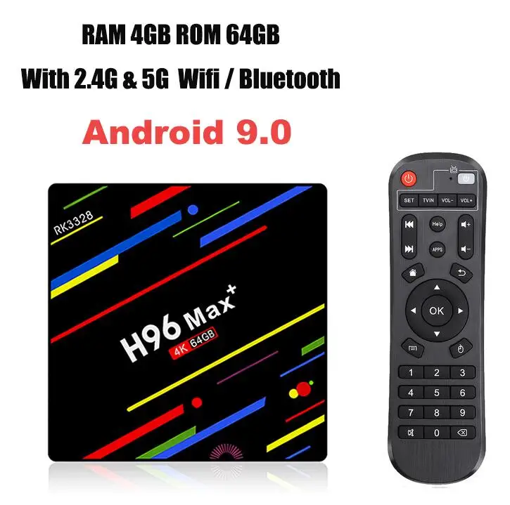 4G 64G Normal Remote H96 MAX Plus смарт ТВ коробка Android 9,0 tv box 4 Гб 64 Гб RK3328 смарт тв приставка 4 ядра 5G Wi-Fi 4 K 3D H.265 медиаплеер pro PK X96 MAX 8,1 андроид тв приставка - Цвет: 4G 64G Normal Remote