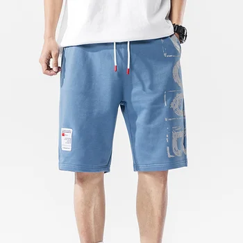 

Summer men's shorts printed casual sports cotton elastic waist loose men's pants large size 4XL shorts men