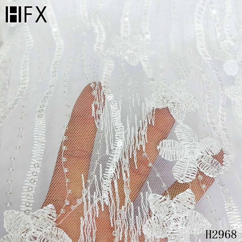 Африканская ткань белая вышитая французская кружевная ткань вышитая бисером 3d Кружевная аппликация бирюза нигерийское свадебное платье Сетчатое кружево X2968