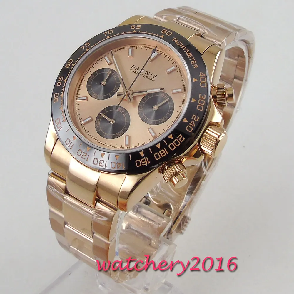 Новое поступление 39 мм Парнис золото циферблат кварцевые мужские часы из