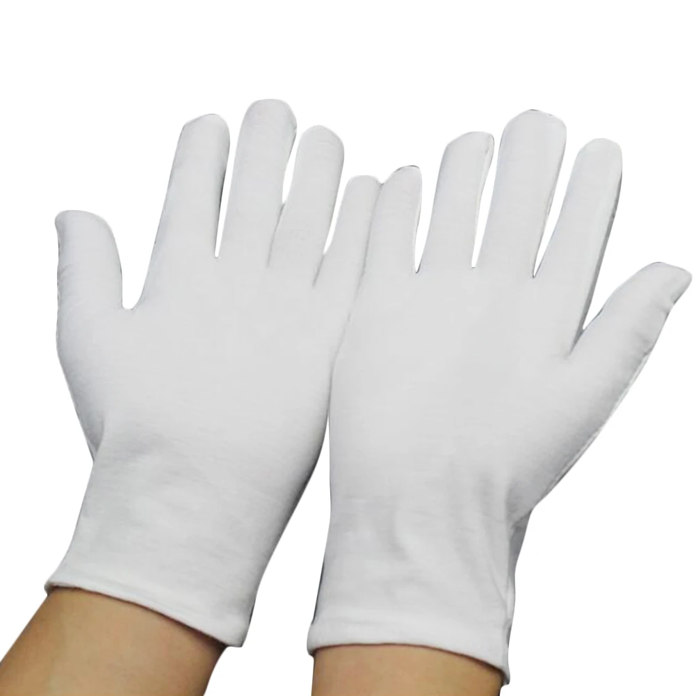 1 Pairs New Full Finger Men Women Etiquette White Cotton Gloves Waiters/Drivers/Jewelry/Workers Mittens Sweat Absorption Gloves