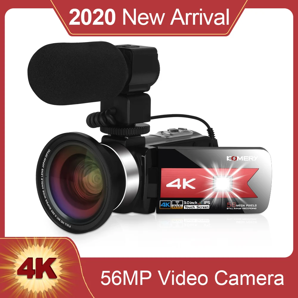 KOMERY Новое поступление видеокамера для Youtube 4K 56MP сенсорный экран ночное видение hd